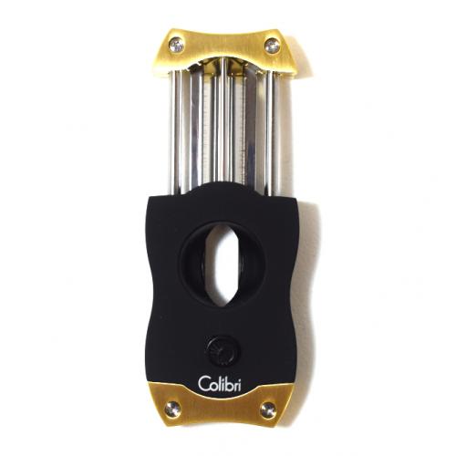 Colibri V-Cut Cigar Cutter - Black and Brushed Gold